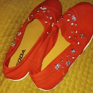 Red Slip-On loafers w/skulls ☠️ & spikes